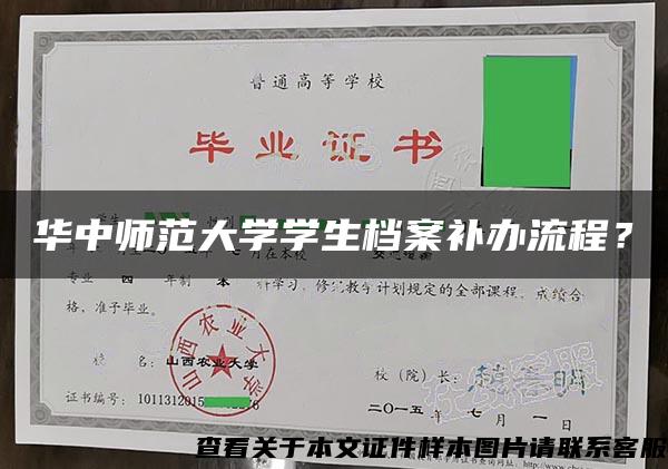 华中师范大学学生档案补办流程？