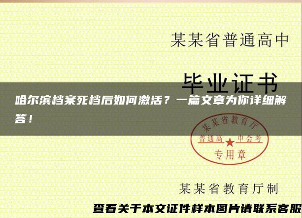 哈尔滨档案死档后如何激活？一篇文章为你详细解答！