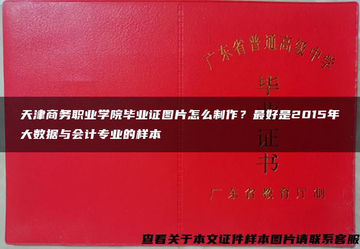 天津商务职业学院毕业证图片怎么制作？最好是2015年大数据与会计专业的样本