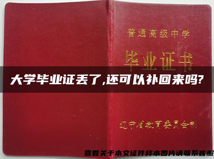 大学毕业证丢了,还可以补回来吗?