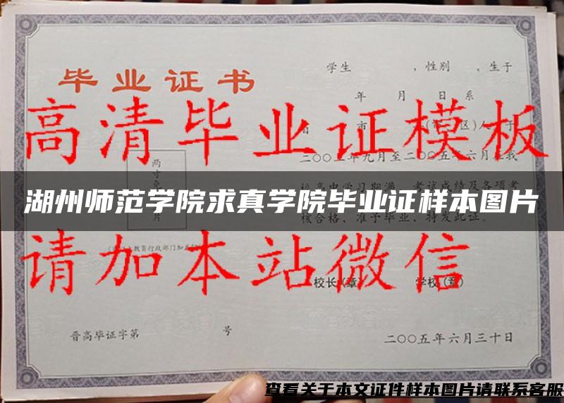 湖州师范学院求真学院毕业证样本图片