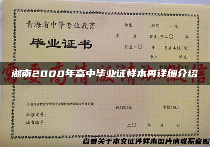 湖南2000年高中毕业证样本再详细介绍