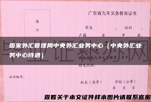 国家外汇管理局中央外汇业务中心（中央外汇业务中心待遇）