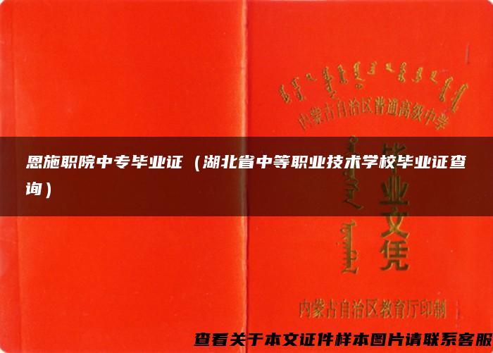 恩施职院中专毕业证（湖北省中等职业技术学校毕业证查询）