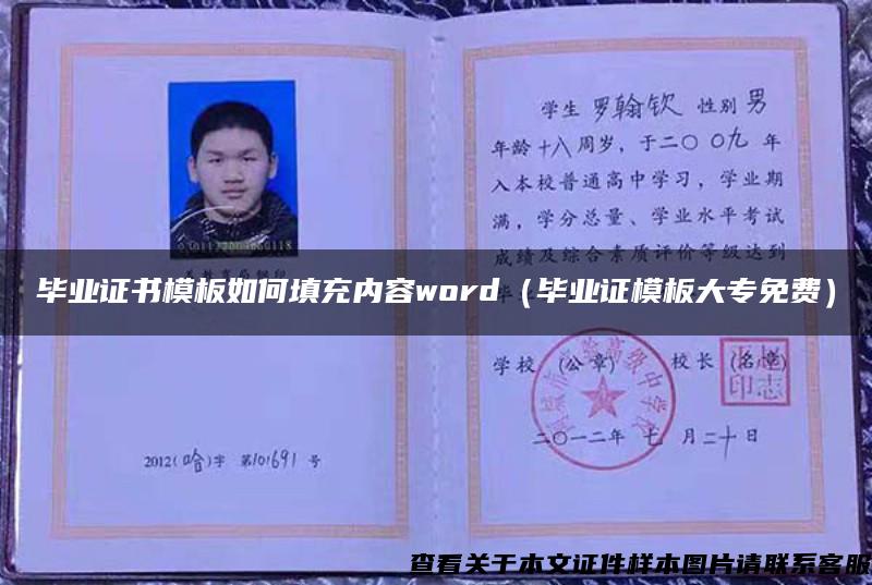 毕业证书模板如何填充内容word（毕业证模板大专免费）