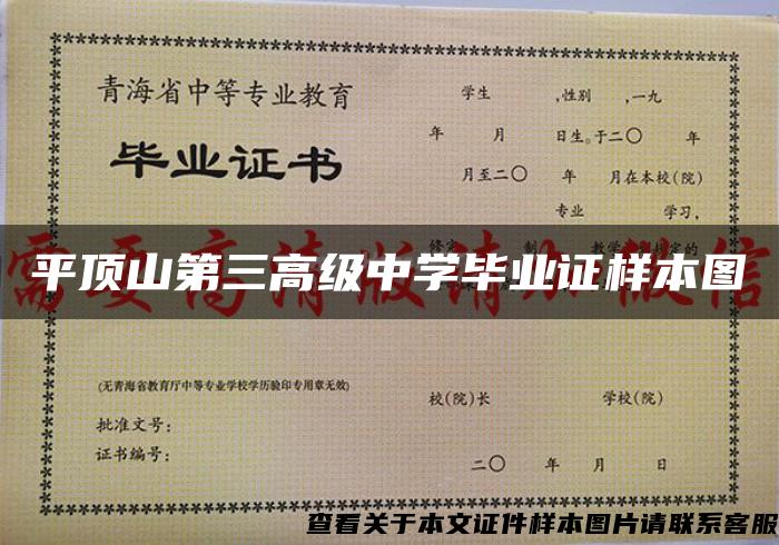 平顶山第三高级中学毕业证样本图