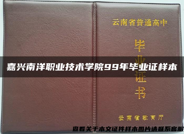 嘉兴南洋职业技术学院99年毕业证样本