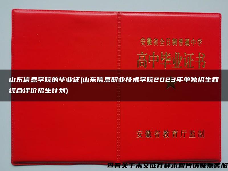 山东信息学院的毕业证(山东信息职业技术学院2023年单独招生和综合评价招生计划)