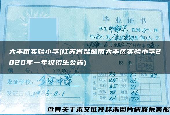 大丰市实验小学(江苏省盐城市大丰区实验小学2020年一年级招生公告)