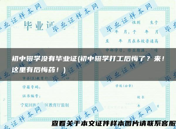 初中辍学没有毕业证(初中辍学打工后悔了？来！这里有后悔药！)