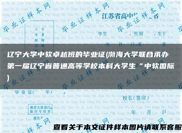 辽宁大学中软卓越班的毕业证(渤海大学联合承办第一届辽宁省普通高等学校本科大学生“中软国际)