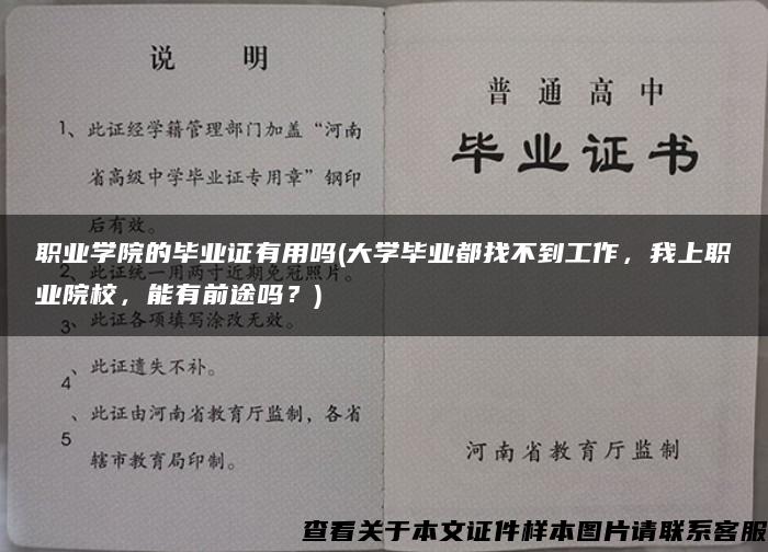 职业学院的毕业证有用吗(大学毕业都找不到工作，我上职业院校，能有前途吗？)