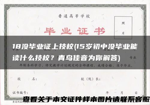 18没毕业证上技校(15岁初中没毕业能读什么技校？青鸟佳音为你解答)