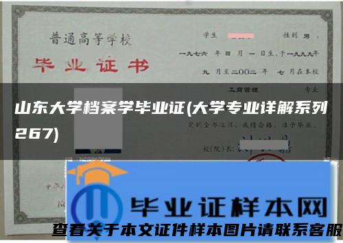 山东大学档案学毕业证(大学专业详解系列267)