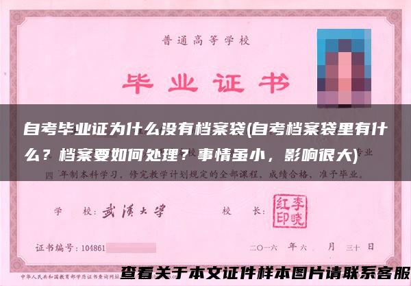 自考毕业证为什么没有档案袋(自考档案袋里有什么？档案要如何处理？事情虽小，影响很大)