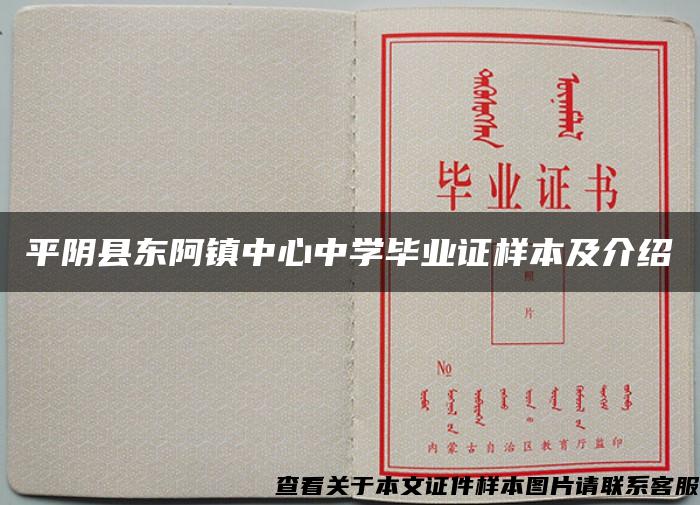 平阴县东阿镇中心中学毕业证样本及介绍