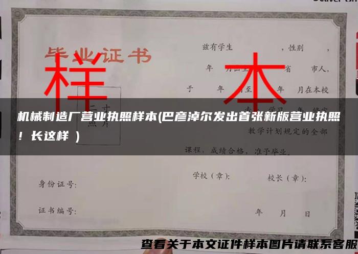 机械制造厂营业执照样本(巴彦淖尔发出首张新版营业执照！长这样→)