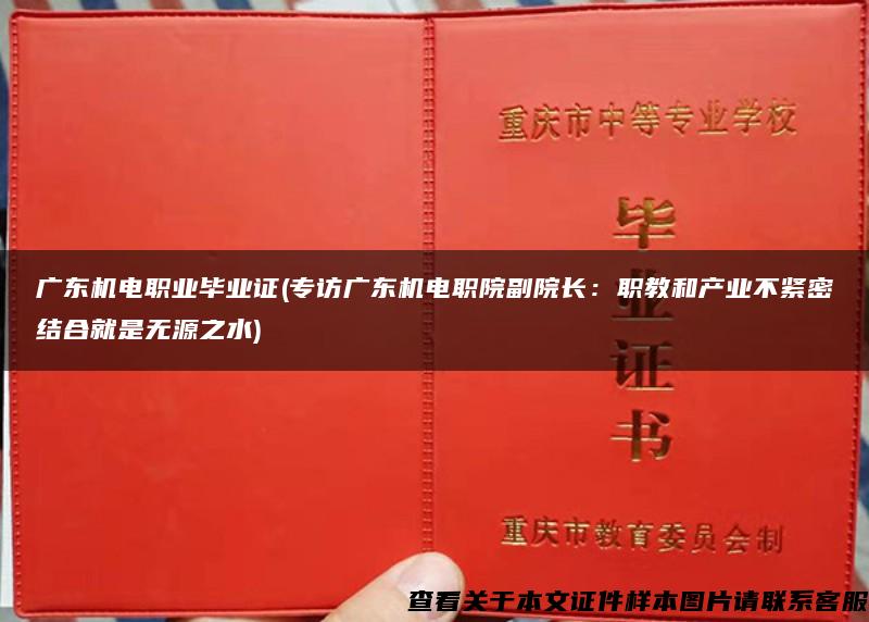 广东机电职业毕业证(专访广东机电职院副院长：职教和产业不紧密结合就是无源之水)