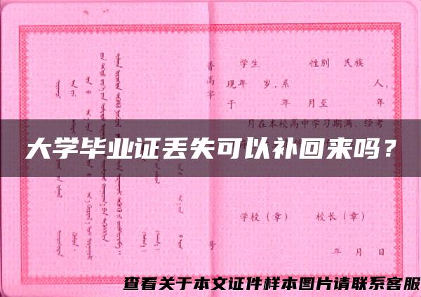 大学毕业证丢失可以补回来吗？