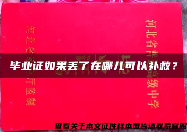 毕业证如果丢了在哪儿可以补救？