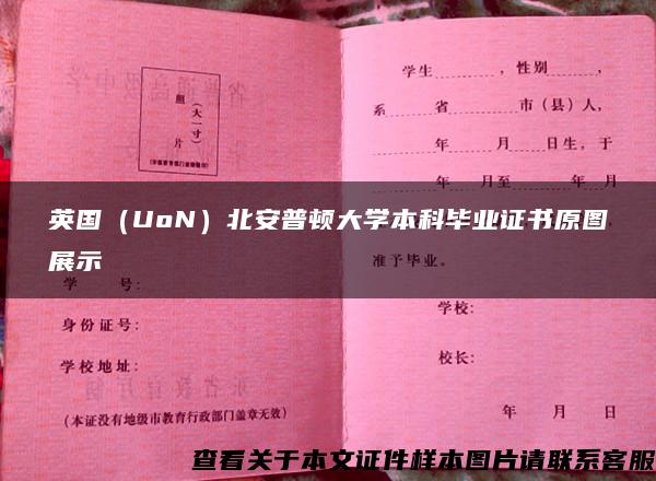 英国（UoN）北安普顿大学本科毕业证书原图展示