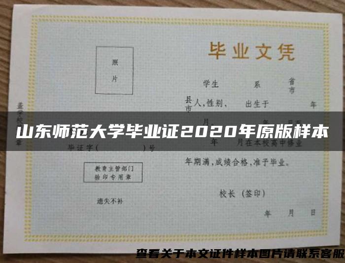 山东师范大学毕业证2020年原版样本