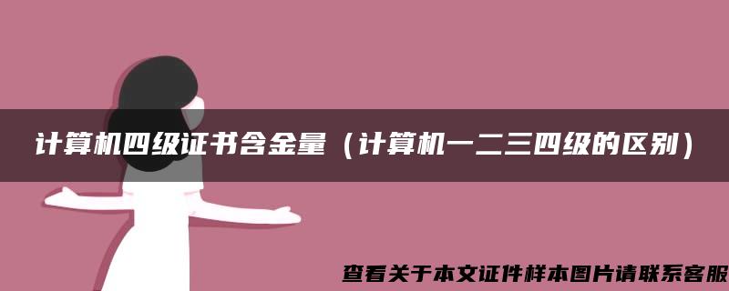 计算机四级证书含金量（计算机一二三四级的区别）