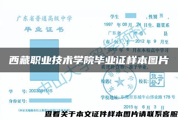 西藏职业技术学院毕业证样本图片