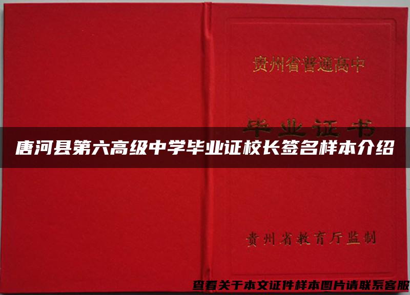 唐河县第六高级中学毕业证校长签名样本介绍