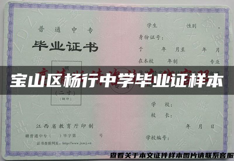 宝山区杨行中学毕业证样本