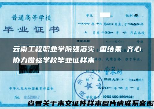 云南工程职业学院强落实 重结果 齐心协力做强学校毕业证样本