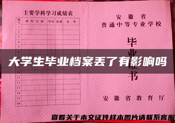 大学生毕业档案丢了有影响吗