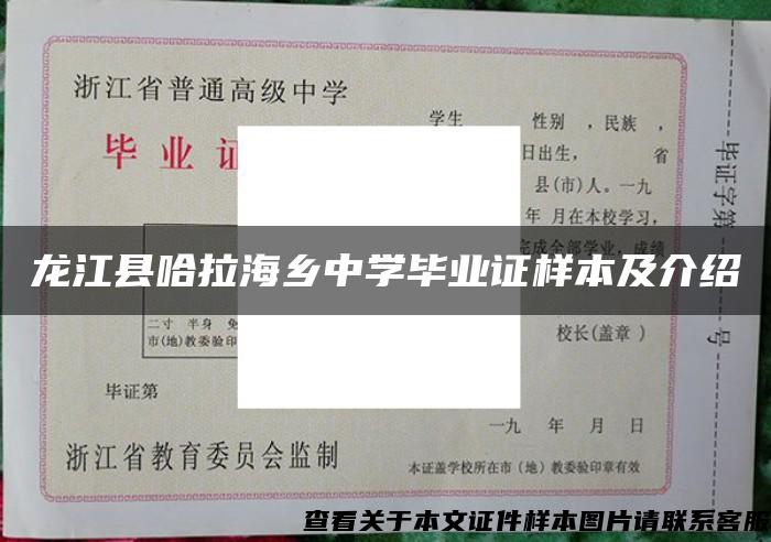 龙江县哈拉海乡中学毕业证样本及介绍