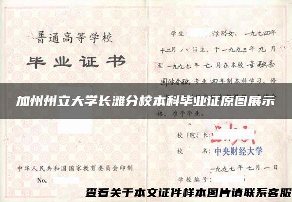 加州州立大学长滩分校本科毕业证原图展示