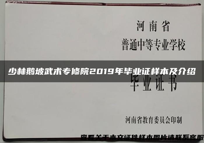 少林鹅坡武术专修院2019年毕业证样本及介绍