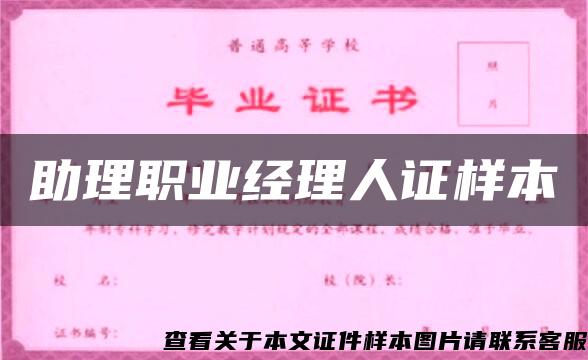 助理职业经理人证样本