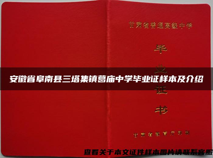 安徽省阜南县三塔集镇葛庙中学毕业证样本及介绍