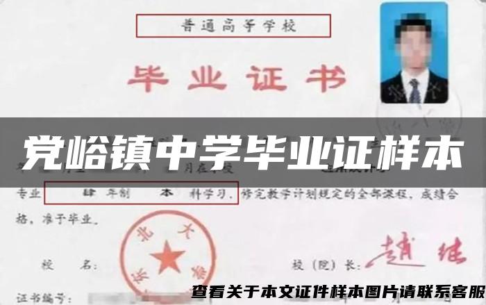 党峪镇中学毕业证样本