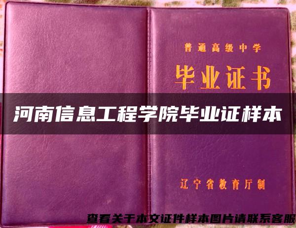 河南信息工程学院毕业证样本