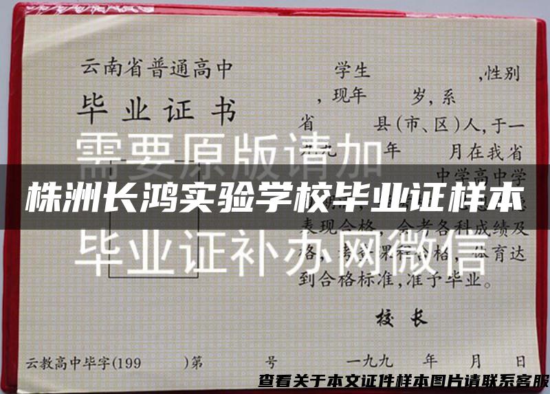 株洲长鸿实验学校毕业证样本