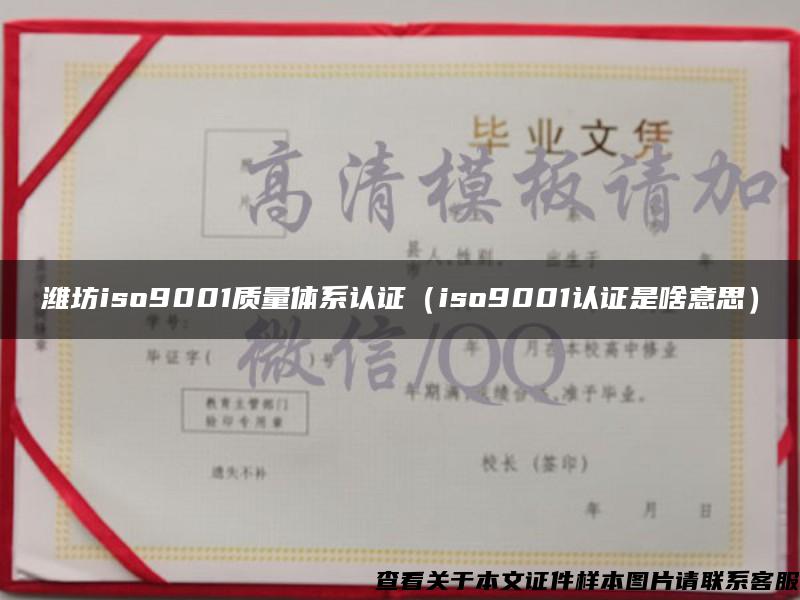 潍坊iso9001质量体系认证（iso9001认证是啥意思）