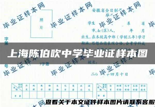 上海陈伯吹中学毕业证样本图