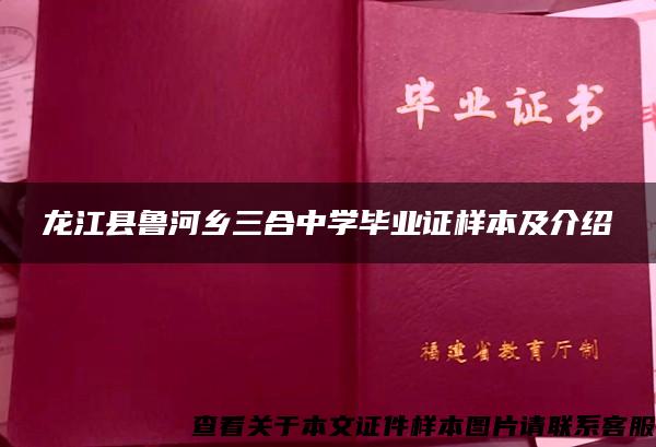 龙江县鲁河乡三合中学毕业证样本及介绍