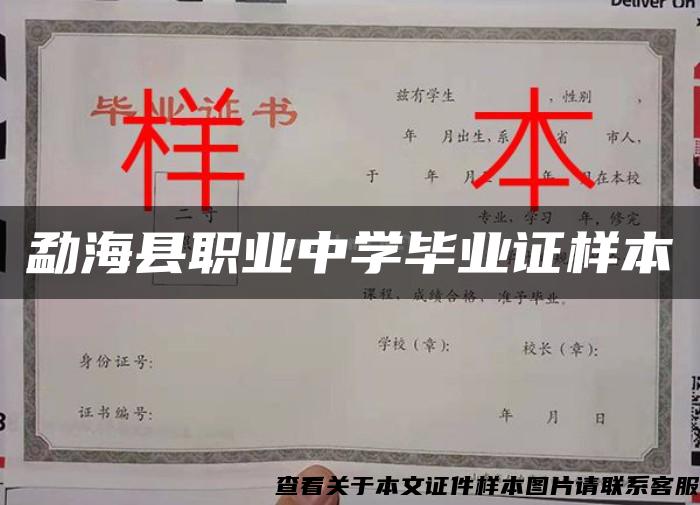 勐海县职业中学毕业证样本