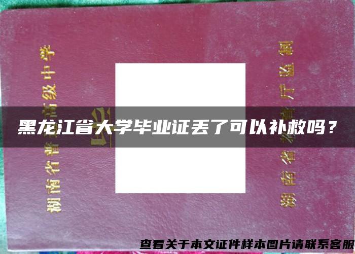 黑龙江省大学毕业证丢了可以补救吗？