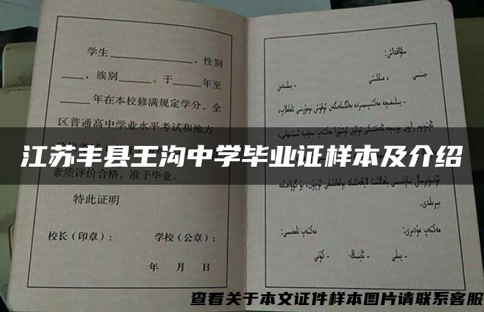 江苏丰县王沟中学毕业证样本及介绍