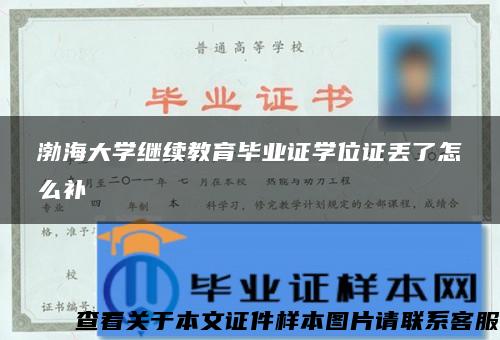 渤海大学继续教育毕业证学位证丢了怎么补