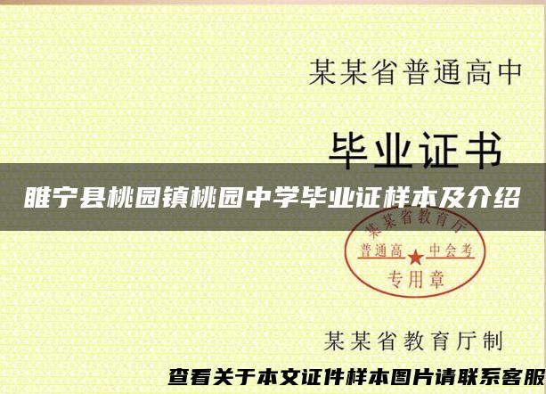 睢宁县桃园镇桃园中学毕业证样本及介绍