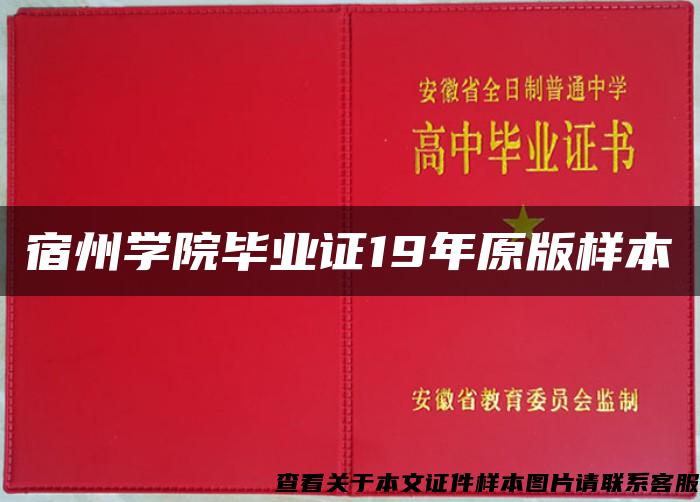 宿州学院毕业证19年原版样本