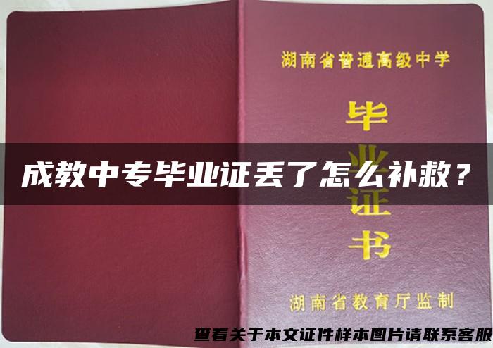 成教中专毕业证丢了怎么补救？